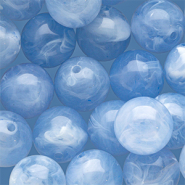 14 mm Acrylperlen Rund Light blue-white marble