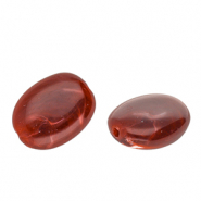 Acrylperlen Oval Red-white marble