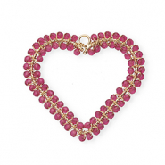 Top Facett Anh&auml;nger Herz Gold-magenta pink