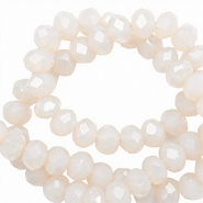 Top Glas Facett Perlen 6x5 mm rondellen Soft white-pearl shine coating