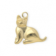 Anhänger aus rostfreiem Edelstahl, Katze Gold