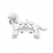 Anhänger aus rostfreiem Edelstahl, Dackel mit Schleife Silver