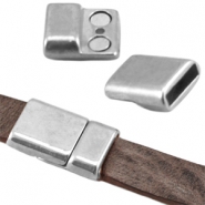DQ Metall Magnetverschluss (für DQ Leder flach 10mm) Antik silber (Nickelfrei)