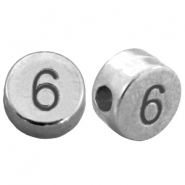 DQ Metall Zahlen Perlen&nbsp;# 6 Antik silber (Nickelfrei)