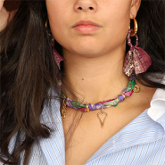 Schmucksets  Einzigartiger Schmuck: Sari-Seidenband und DQ-Metall-Schieber