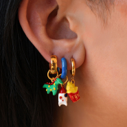 Schmucksets Stilvoller Schmuck mit emaillierten Metallanhängern 