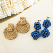 Neu Raffia- und Denim-Ohrringe