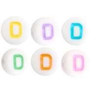 Buchstaben Perlen aus Acryl D Multicolor-Weiss