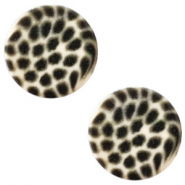12 mm flach Cabochon Polaris Elements Leopard Silk beige