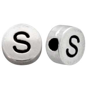 Metall Look Perlen Buchstaben S Antik silber