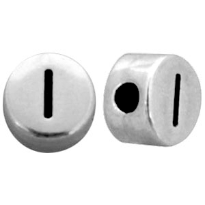 Metall Look Perlen Buchstaben I Antik silber