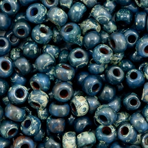 Miyuki Rocailles 6/0 Opaque picasso dark teal 6-4516