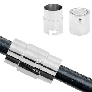 Stainless Steel - Rostfrei Stahl Schmuckzubeh&ouml;r Magnetverschluss &Oslash;8mm Antik silber