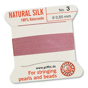 Griffin bead cord natural silk &Oslash;0.5mm Dark pink