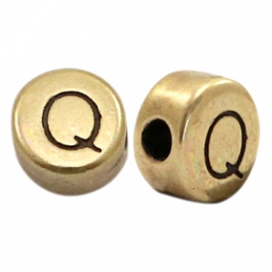 Perlen Buchstabe DQ  Q Antik bronze (nickelfrei)