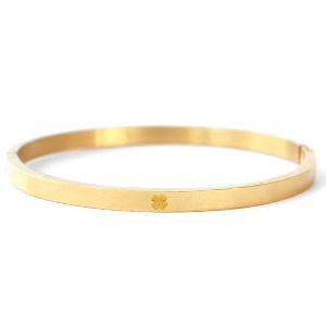 Armb&auml;nder aus Stainless Steel - Rostfreiem Stahl mit Gl&uuml;cksklee Gold