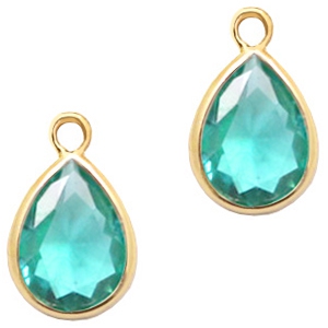 Anh&auml;nger Kristallglas tropfenform 11x8mm Emerald blue zircon crystal-gold