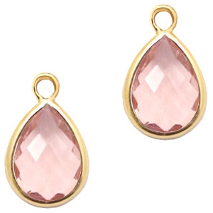 Anh&auml;nger Kristallglas tropfenform 11x7mm Vintage pink crystal-gold
