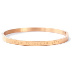 Armb&auml;nder aus Stainless Steel - Rostfreiem Stahl "I LOVE YOU TO THE MOON AND BACK" Rosegold