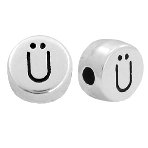 Metall Perlen Buchstabe DQ &Uuml; Antik silber (Nickelfrei)