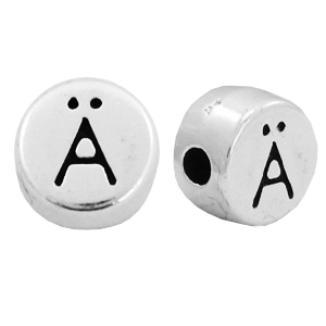 Metall Perlen Buchstabe DQ &Auml; Antik silber (Nickelfrei)