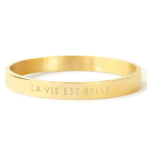 Armb&auml;nder aus Stainless Steel - Rostfreiem Stahl "LA VIE EST BELLE" Gold