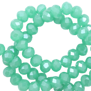 Top Glas Facett Perlen 4x3 mm rondellen Light emerald green-pearl shine coating