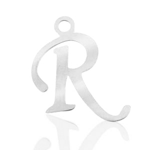 Stainless Steel - Rostfrei Stahl Anh&auml;nger Initial R Silber