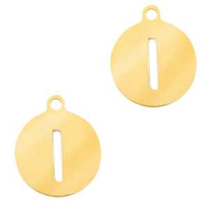 Stainless Steel - Rostfreiem Stahl Anh&auml;nger rund 10mm Initial coin I Gold