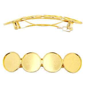 Haarspangen Metall Fassungen f&uuml;r 4 Cabochons 20mm Gold