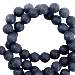 Naturstein Perlen Quarz 6mm matt Midnight blue
