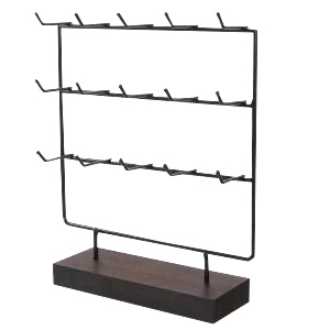 Schmuckdisplay f&uuml;r Schmuck Karten drei Reihen mit Holz St&auml;nder Black-dark brown