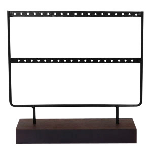Schmuckdisplay Ohrringe zwei reihen mit Holz St&auml;nder Black-dark brown