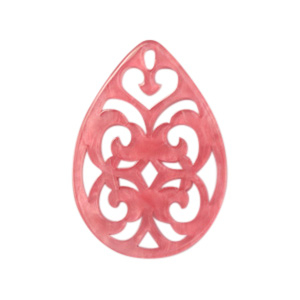 Resin Anh&auml;nger Tropfen Barock 38x27mm Fruit dove pink