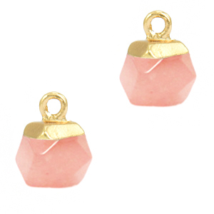 Naturstein Anh&auml;nger Hexagon Light pink-gold