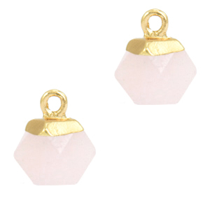 Naturstein Anh&auml;nger Hexagon Icy pink-gold