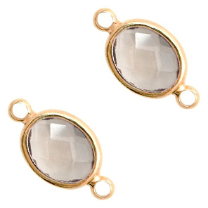 Kristallglas Zwischenst&uuml;cke oval 16x9mm Black diamond crystal-gold