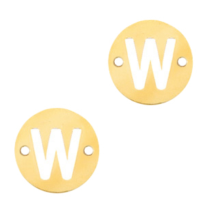 Stainless Steel - Rostfreiem Stahl Anh&auml;nger Zwischenst&uuml;ck rund 10mm Initial coin W Gold