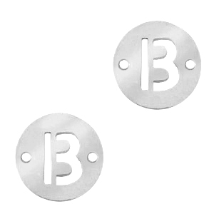 Stainless Steel - Rostfrei Stahl Anh&auml;nger Zwischenst&uuml;ck 10mm Initial coin B Silber