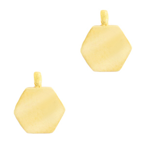 Stainless Steel - Rostfrei Stahl Anh&auml;nger Hexagon Gold