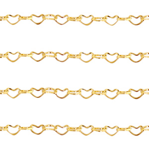 Stainless Steel - Rostfrei Stahl Schmuckzubeh&ouml;r Gliederkette Herz Gold