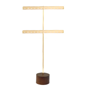 Schmuckdisplay Ohrringe T-Form mit Holz St&auml;nder Dark brown-gold