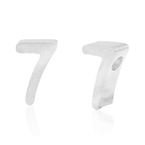 Stainless Steel - Rostfrei Stahl Perlen Zahlen 7 Silber