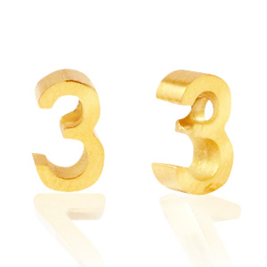 Stainless Steel - Rostfrei Stahl Perlen Zahlen 3 Gold