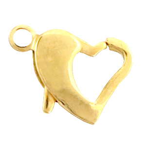 Stainless Steel - Rostfrei Stahl Schmuckzubeh&ouml;r Karabinerverschluss Herz 11mm Gold