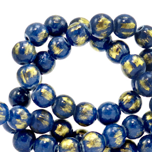 Naturstein Perlen Calcit 8mm Classic blue-gold