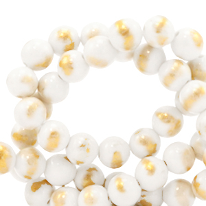 Naturstein Perlen Calcit 6mm White-gold