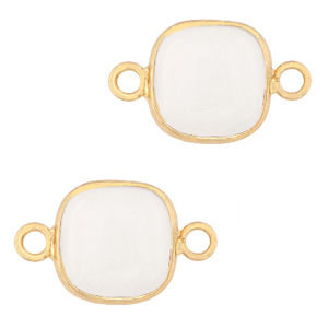 Naturstein Anh&auml;nger Milchquarts Zwischenst&uuml;ck 12x12mm White-gold