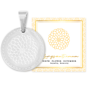 Mix & Match Anh&auml;nger aus Stainless Steel - Rostfreiem Stahl 15mm Birth flower November-Chrysant Silber