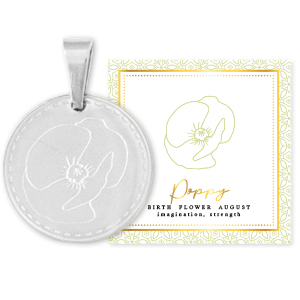 Mix & Match Anh&auml;nger aus Stainless Steel - Rostfreiem Stahl 15mm Birth flower August-Poppy Silber